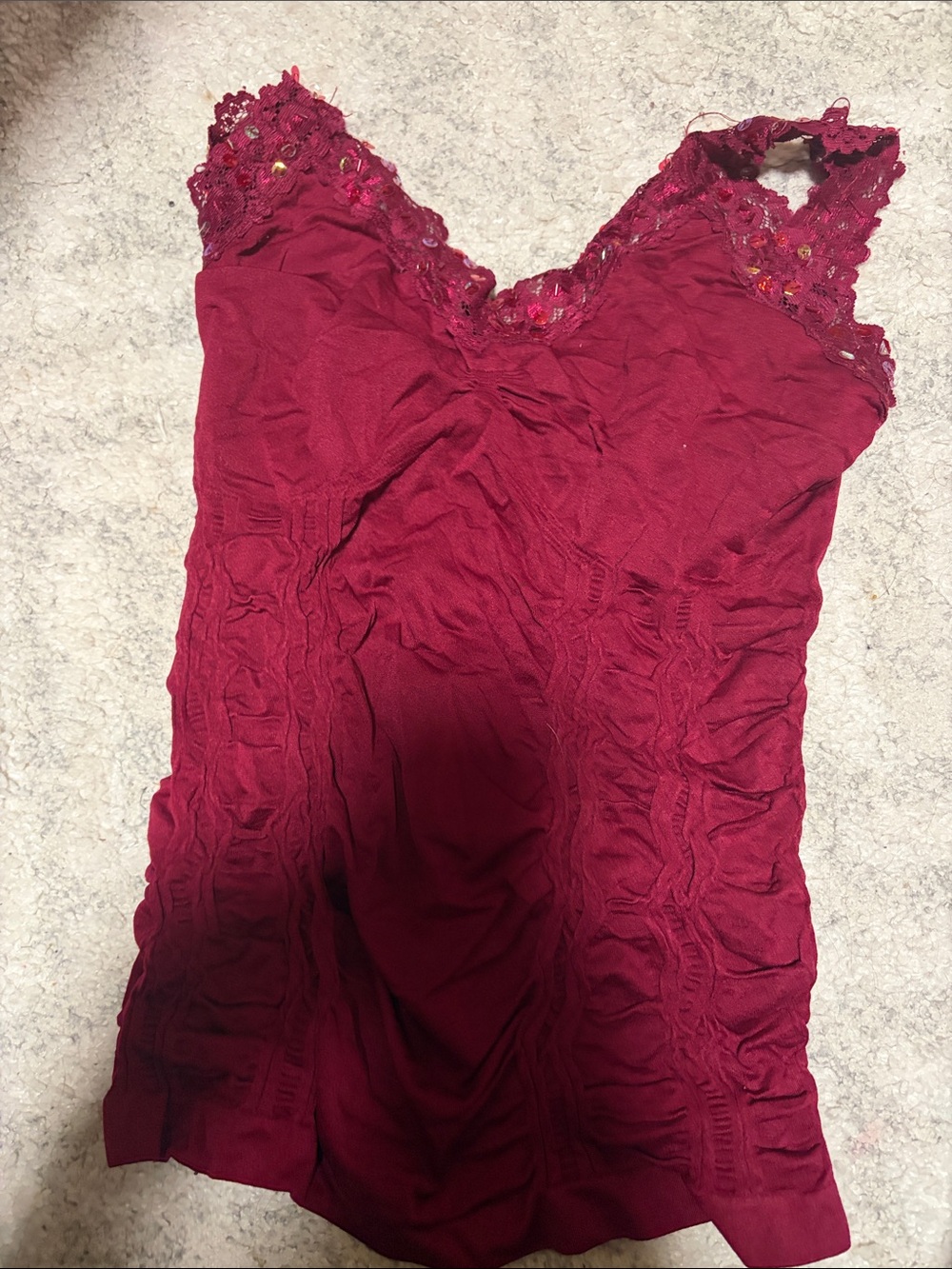 Women’s Lace Trim Camisole Tank - Burgundy